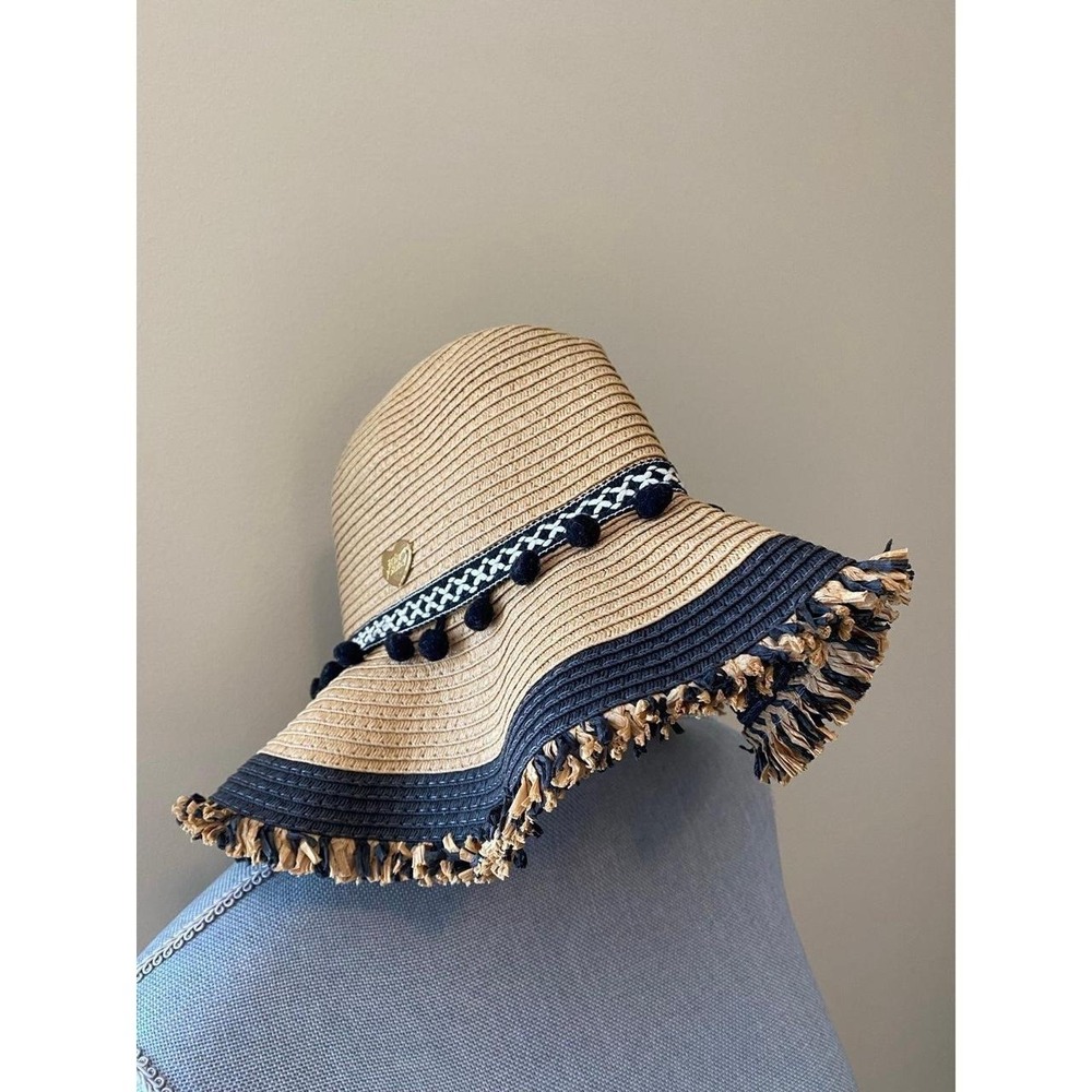 Betsey Johnson Floppy Hat Travel Beach Sun Pom Pom Fridge Golf sku23